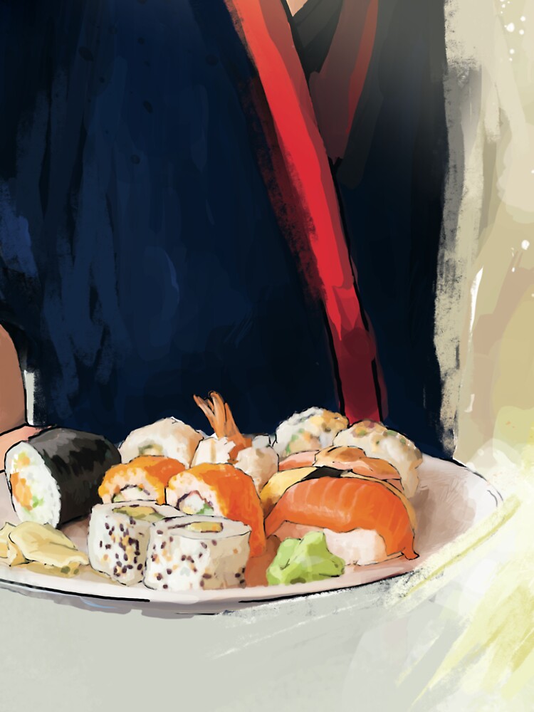 Painted illustration: Japanese sushi by Jolis Goodies