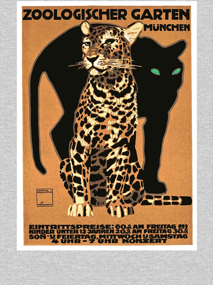 1912 GERMANY Munich Zoo Leopard And Panther Poster by retrographics