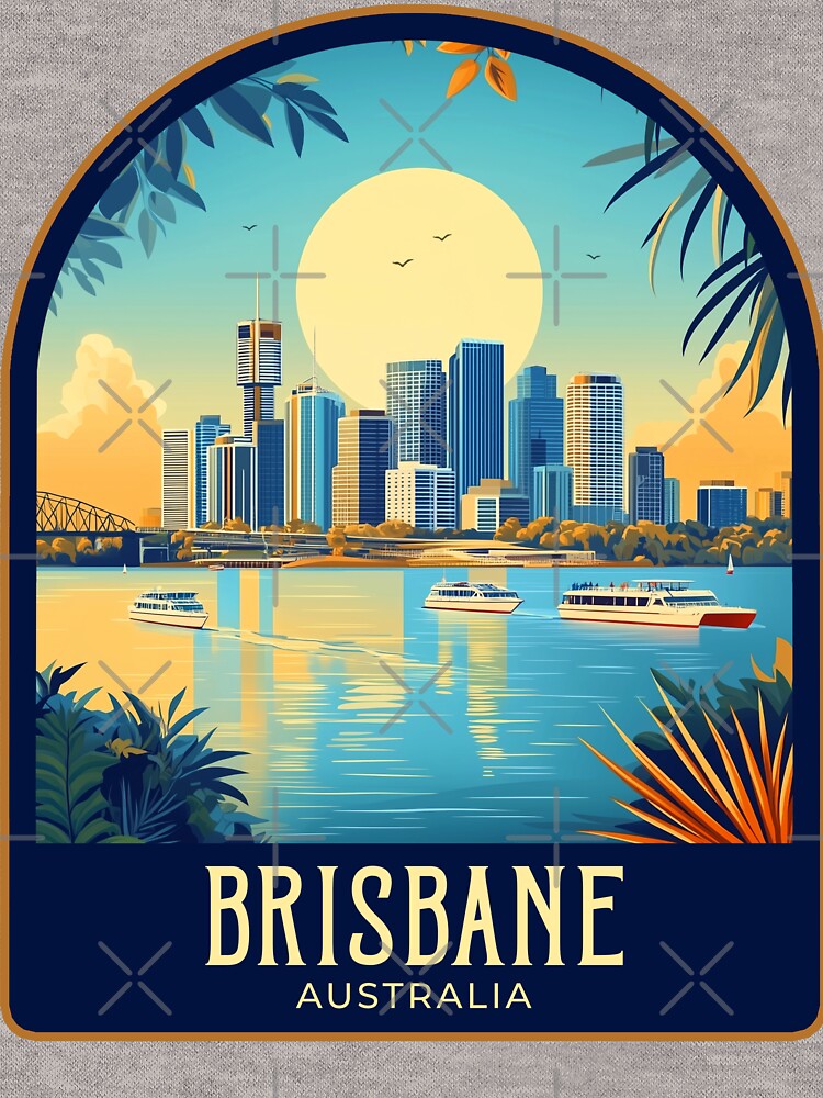 Brisbane Vintage Travel Illustration by HomeLivingCo