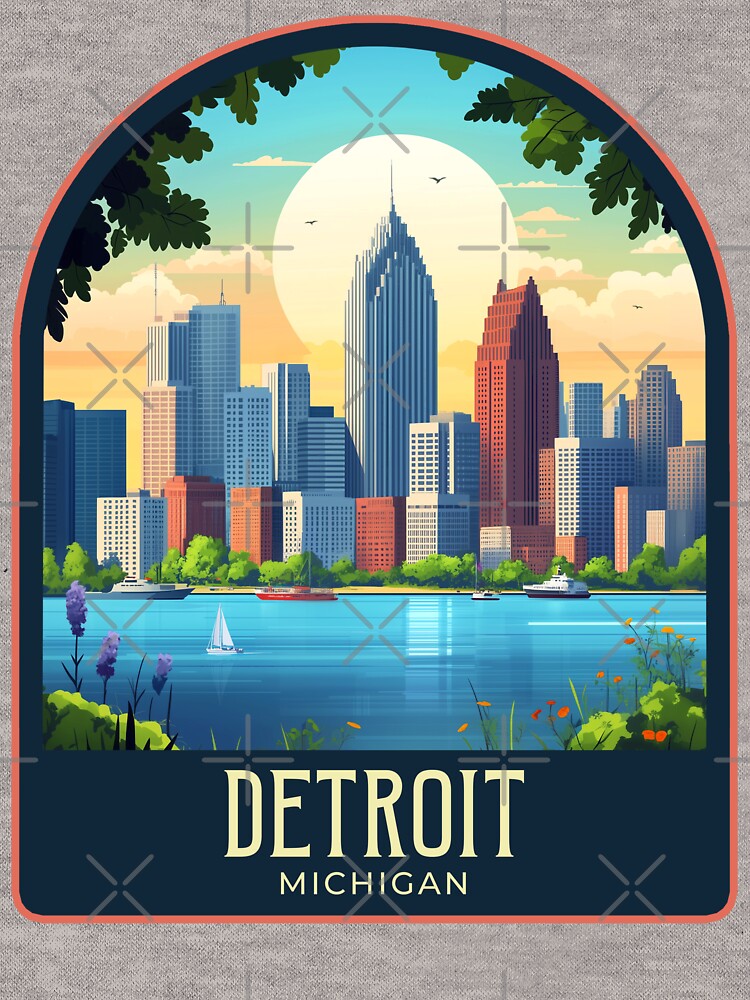 Detroit Vintage Travel Illustration by HomeLivingCo