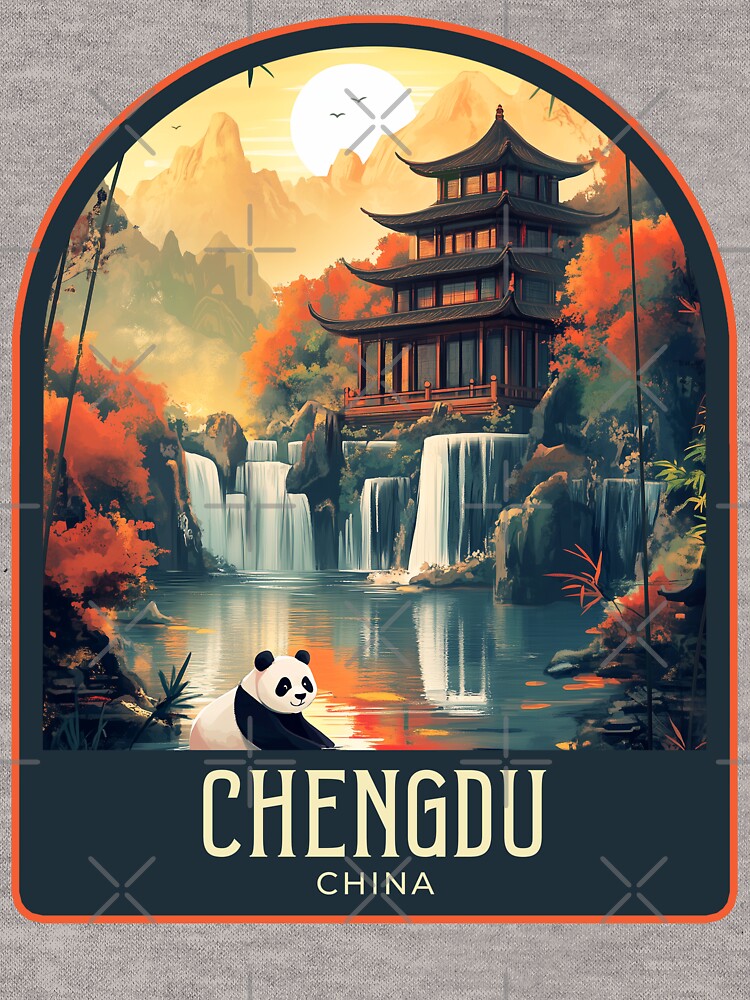Chengdu Vintage Travel Illustration by HomeLivingCo
