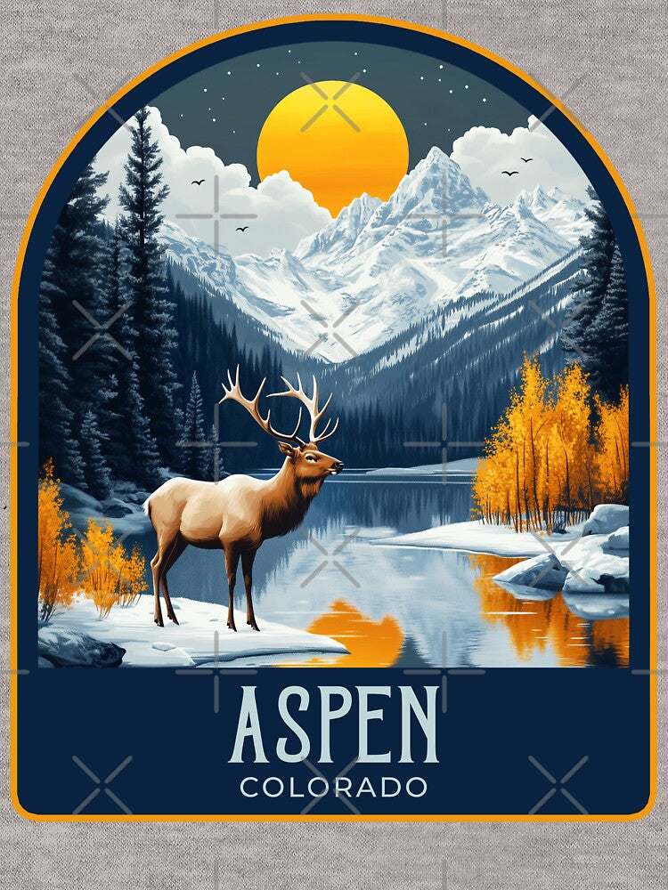 Aspen Vintage Travel Illustration by HomeLivingCo