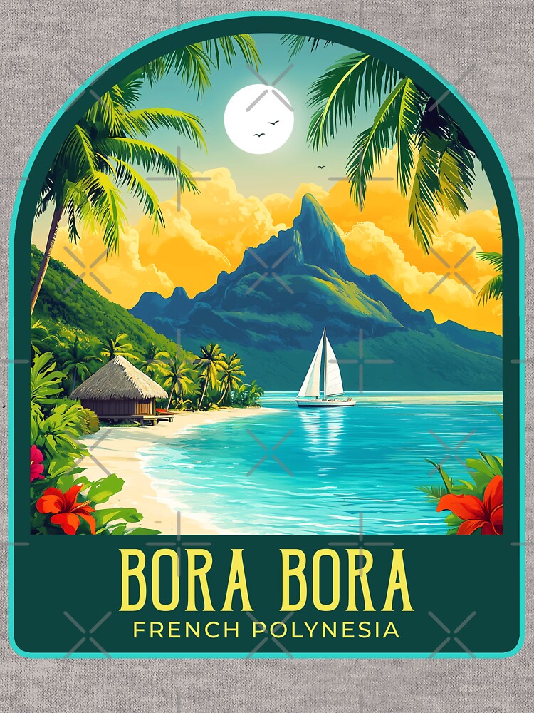 Bora Bora Vintage Travel Illustration by HomeLivingCo