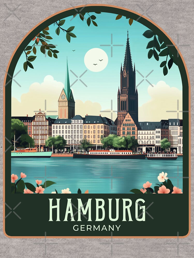 Hamburg Vintage Travel Illustration by HomeLivingCo