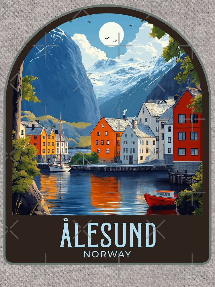 Ålesund Vintage Travel Illustration by HomeLivingCo