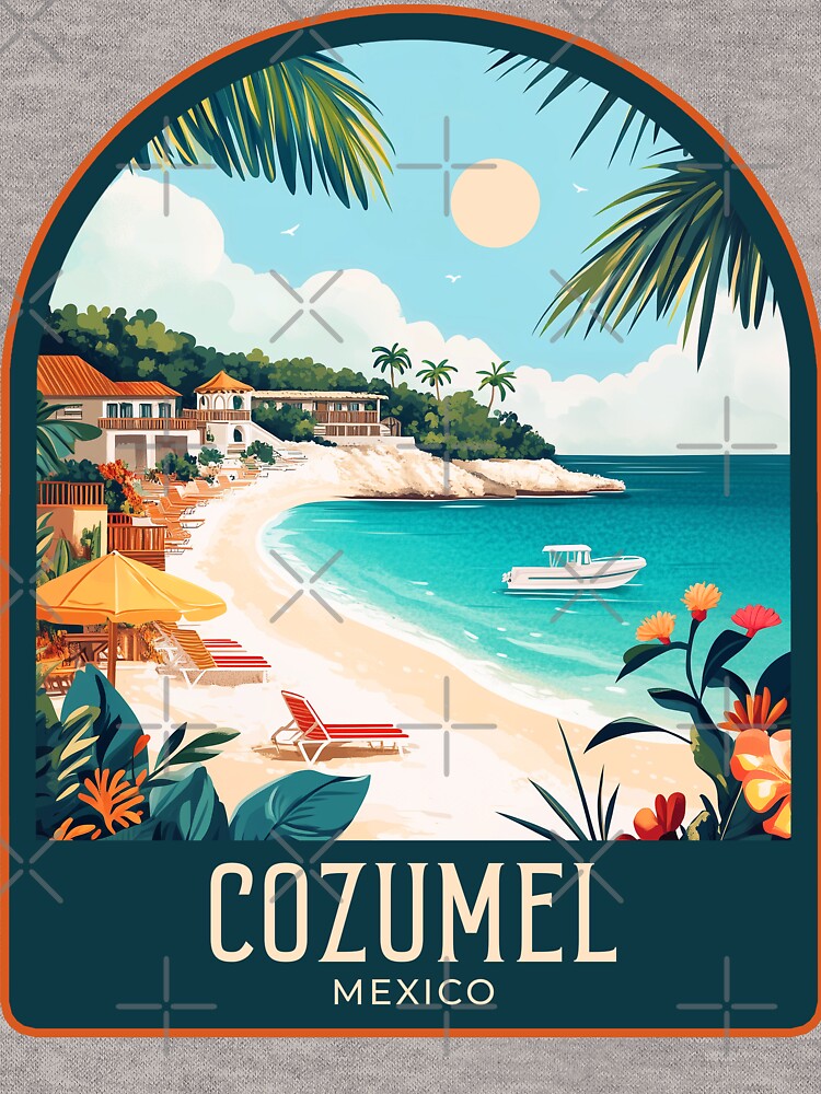 Cozumel Vintage Travel Illustration by HomeLivingCo