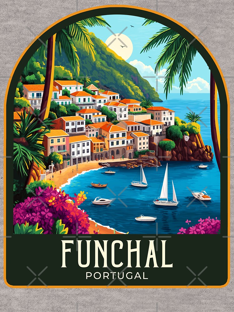 Funchal Vintage Travel Illustration by HomeLivingCo