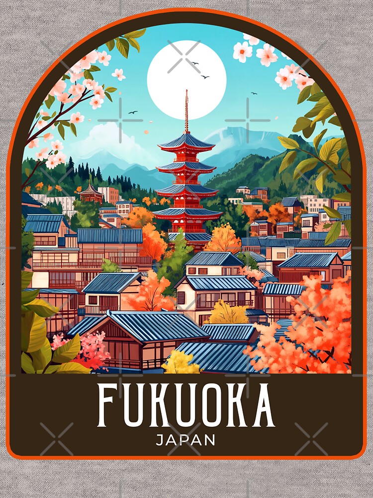 Fukuoka Vintage Travel Illustration by HomeLivingCo