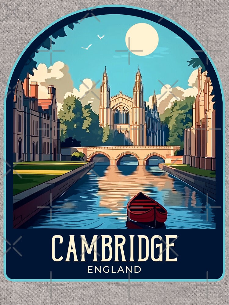 Cambridge Vintage Travel Illustration by HomeLivingCo