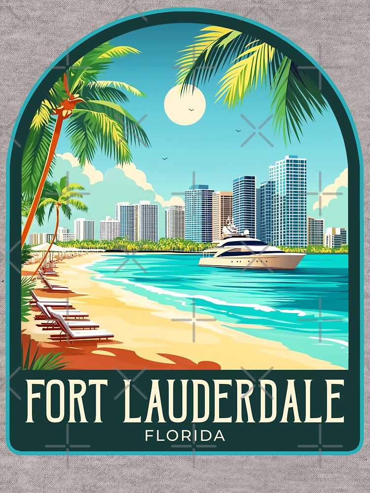 Fort Lauderdale Vintage Travel Illustration by HomeLivingCo