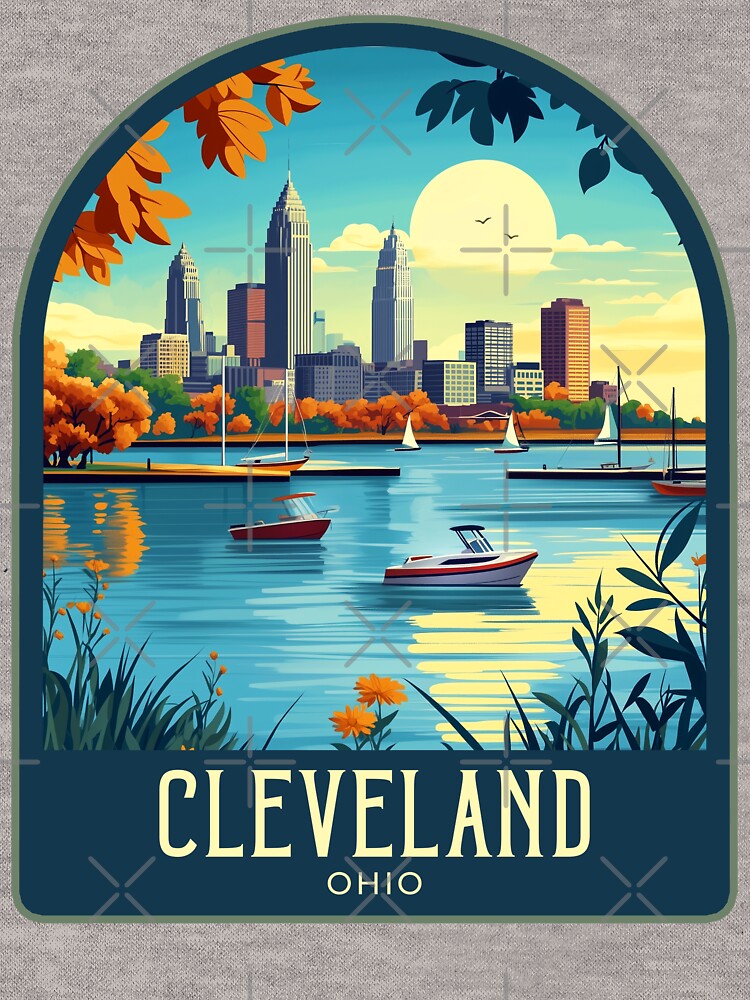 Cleveland Vintage Travel Illustration by HomeLivingCo