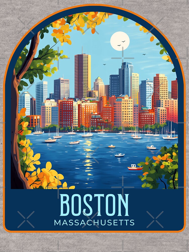 Boston Vintage Travel Illustration by HomeLivingCo