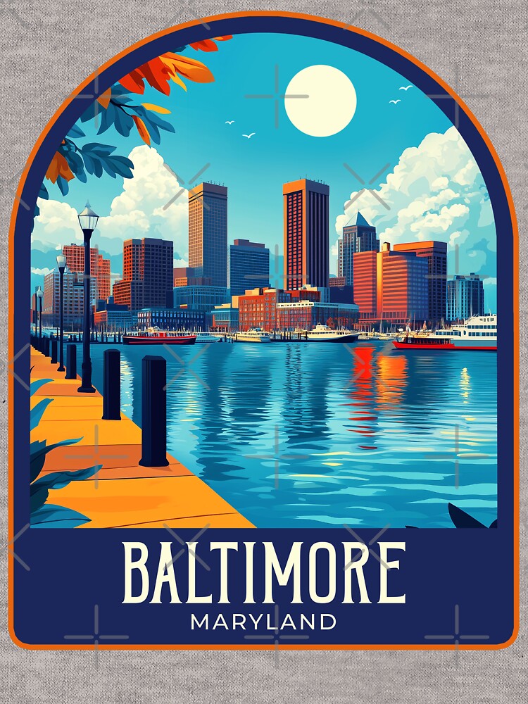 Baltimore Vintage Travel Illustration by HomeLivingCo
