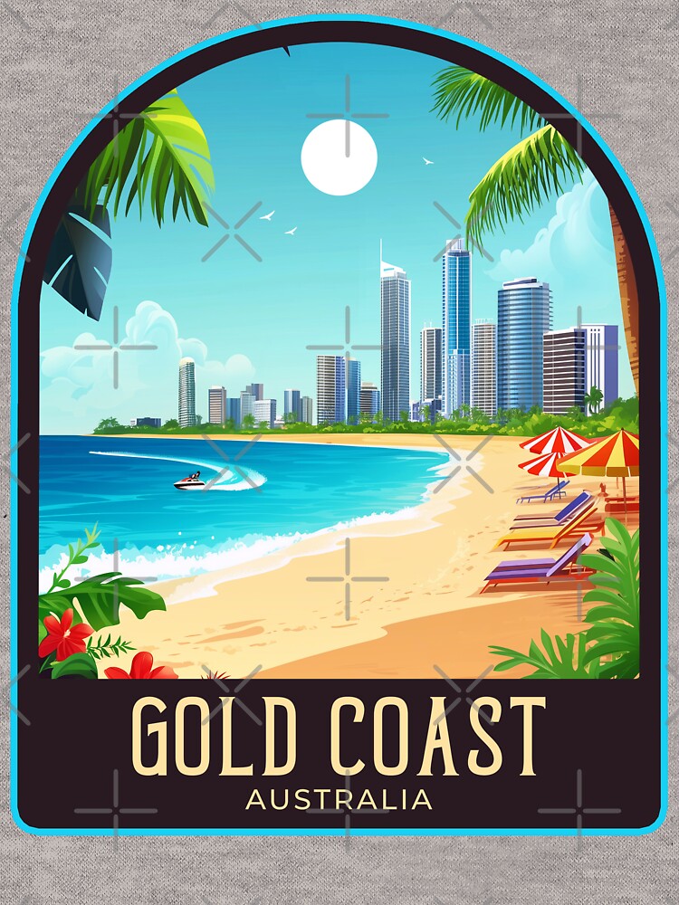 Gold Coast Vintage Travel Illustration by HomeLivingCo