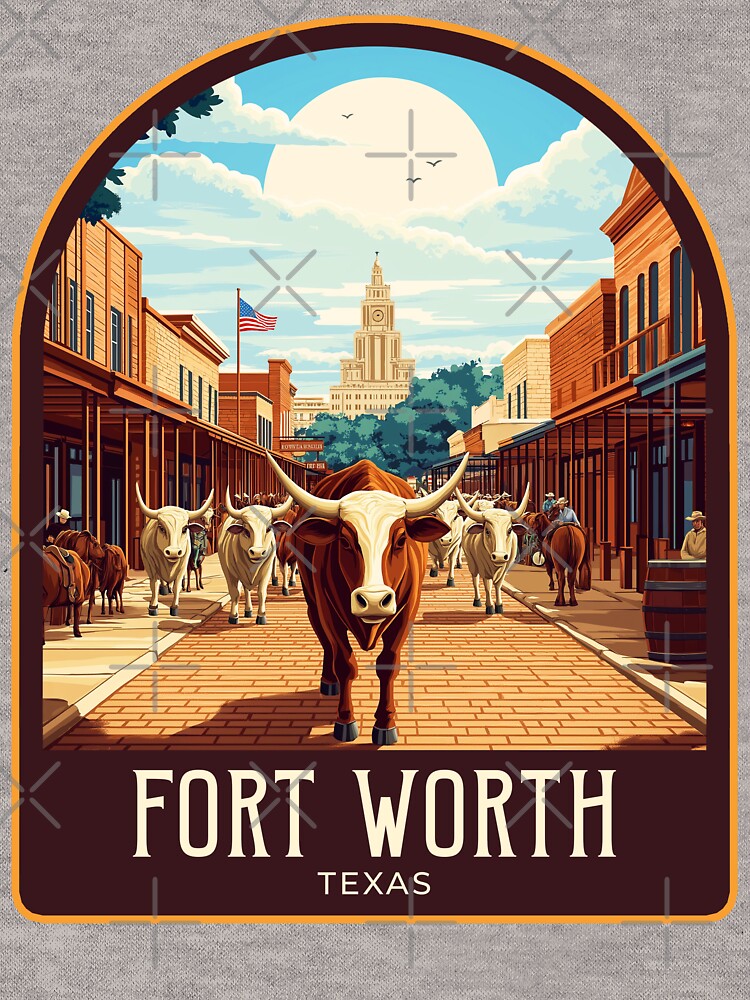 Fort Worth Vintage Travel Illustration by HomeLivingCo