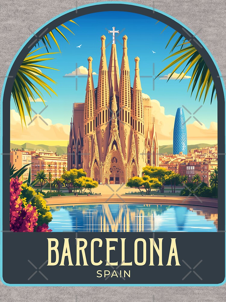 Barcelona Vintage Travel Illustration by HomeLivingCo