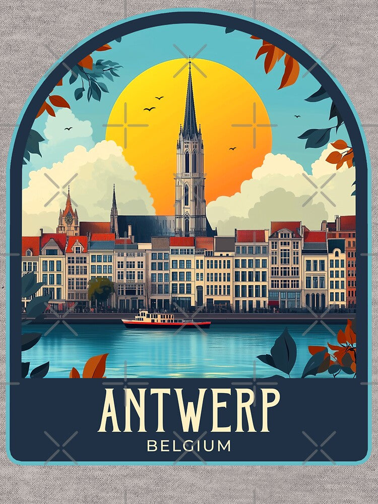 Antwerp Vintage Travel Illustration by HomeLivingCo