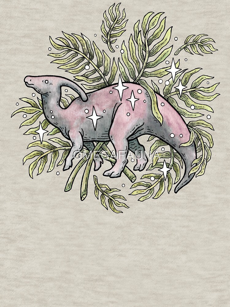 Parasaurolophus & Palms | Dinosaur Botanical Art by OMEGAFAUNA