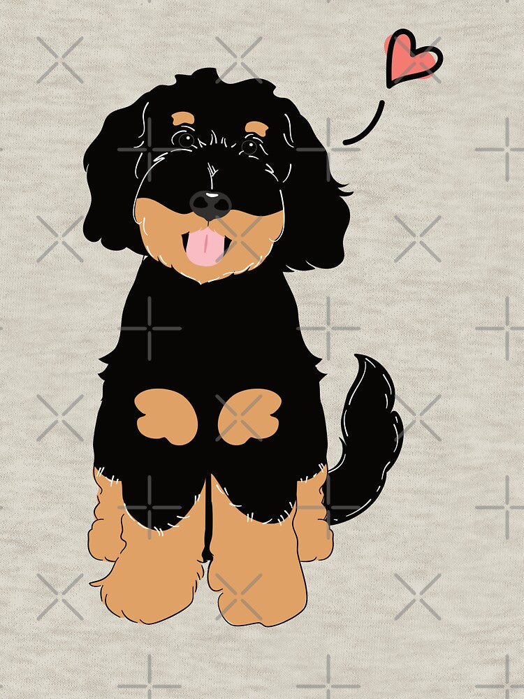 LOVE Black Tan Phantom Goldendoodle Dog by Lulupainting