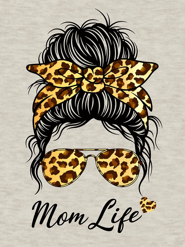 Leopard Mom Life Messy Bun Sunglasses Shirt by Jobada Creative