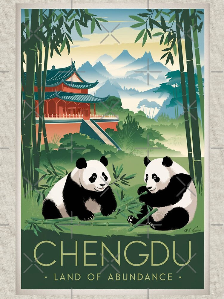 Chengdu Vintage Travel Poster by TravelerRat