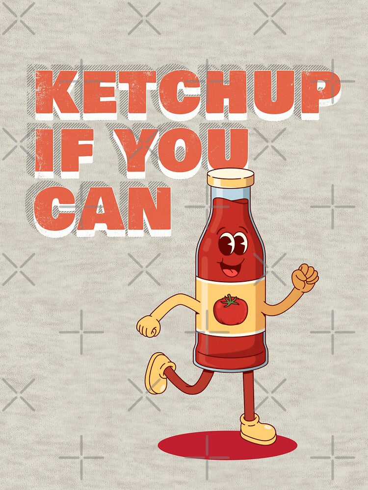 Ketchup If You Can Funny Food Pun Design – Cute Ketchup Mascot Graphic by azLittleLuxur