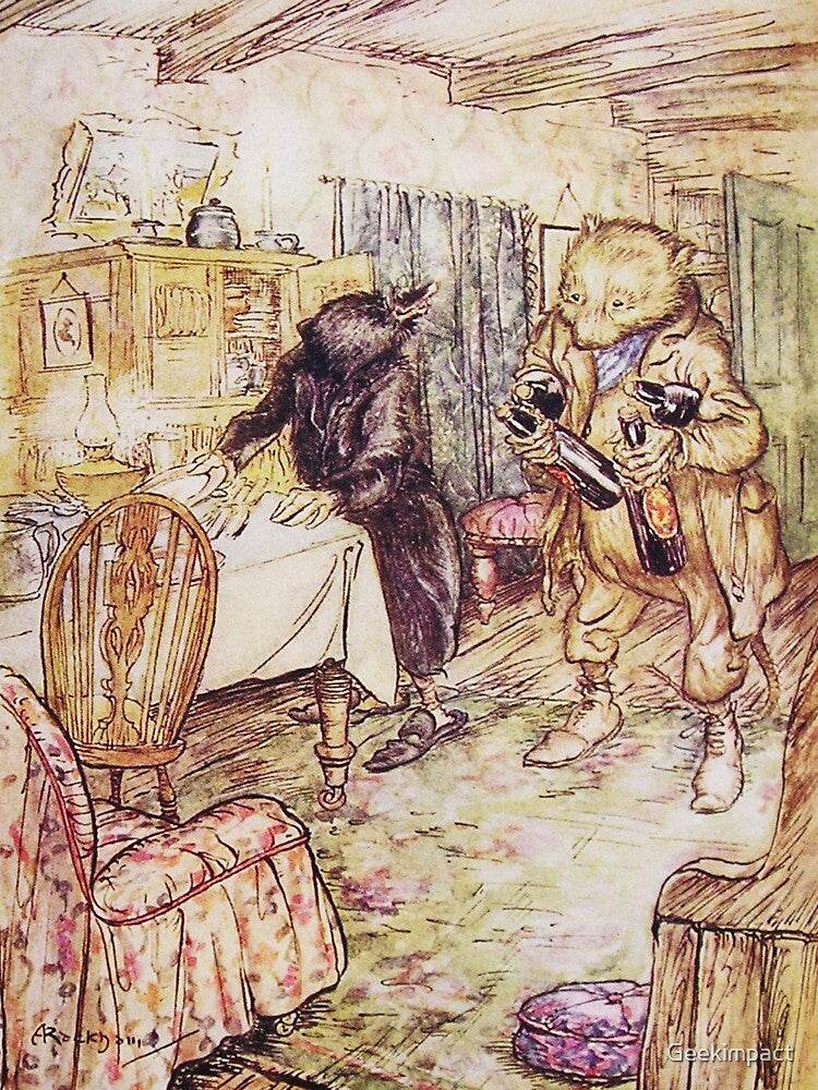 Ratty and Mole Wind in the Willows illustration - Arthur Rackham by Vintage Designs +