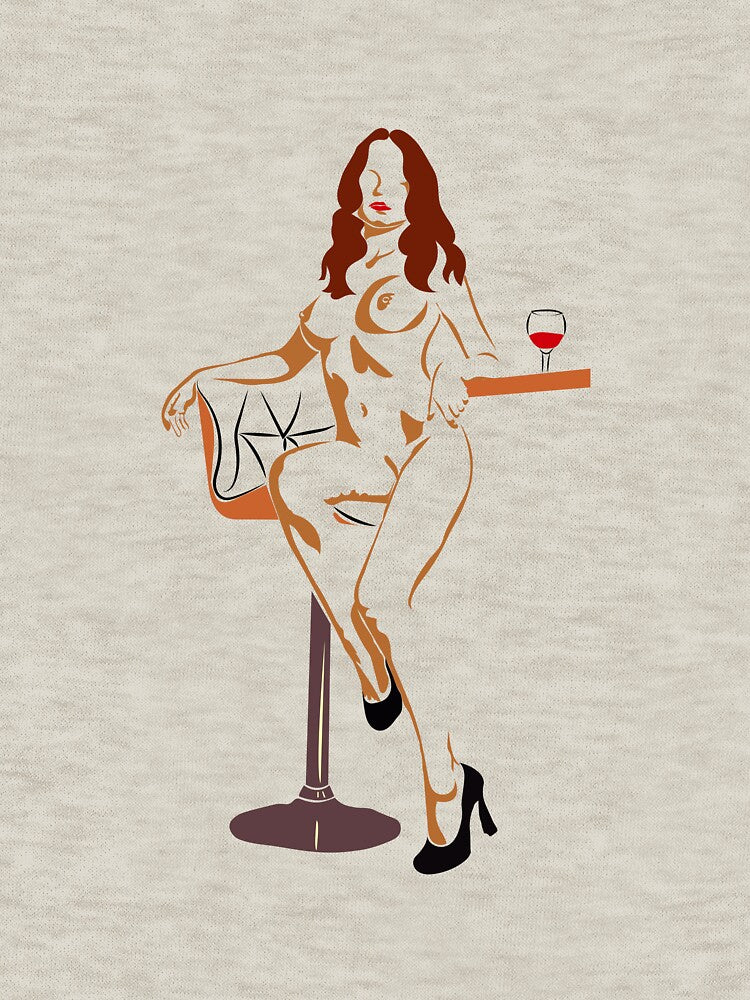 Wine Time - Curvy Woman with Wine Glass Illustration by Ihor Ivanov