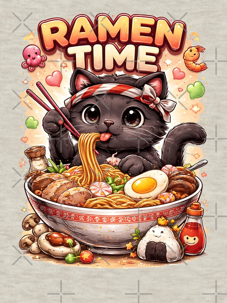 Cute Ramen Cat Kawaii Food Lover Design by Nixora