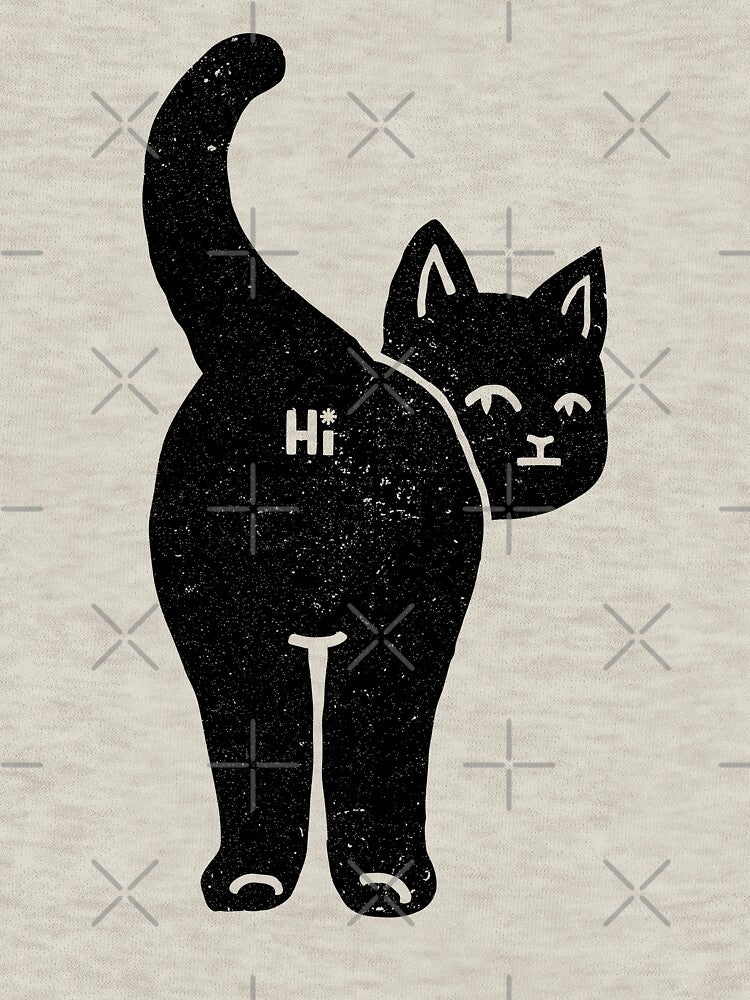 Hello Cat Butt Minimalist Black by Tobe Fonseca by Tobe Fonseca®