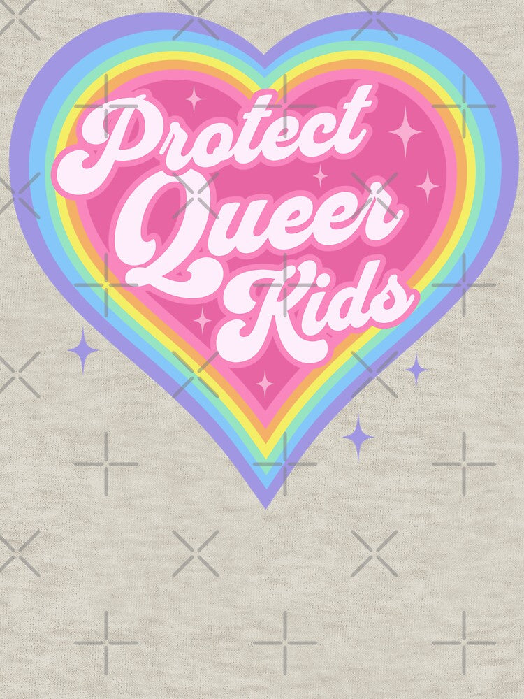 Protect Queer Kids Retro Rainbow Heart LGBTQ Kawaii Cute Gay Pride by PUFFYP