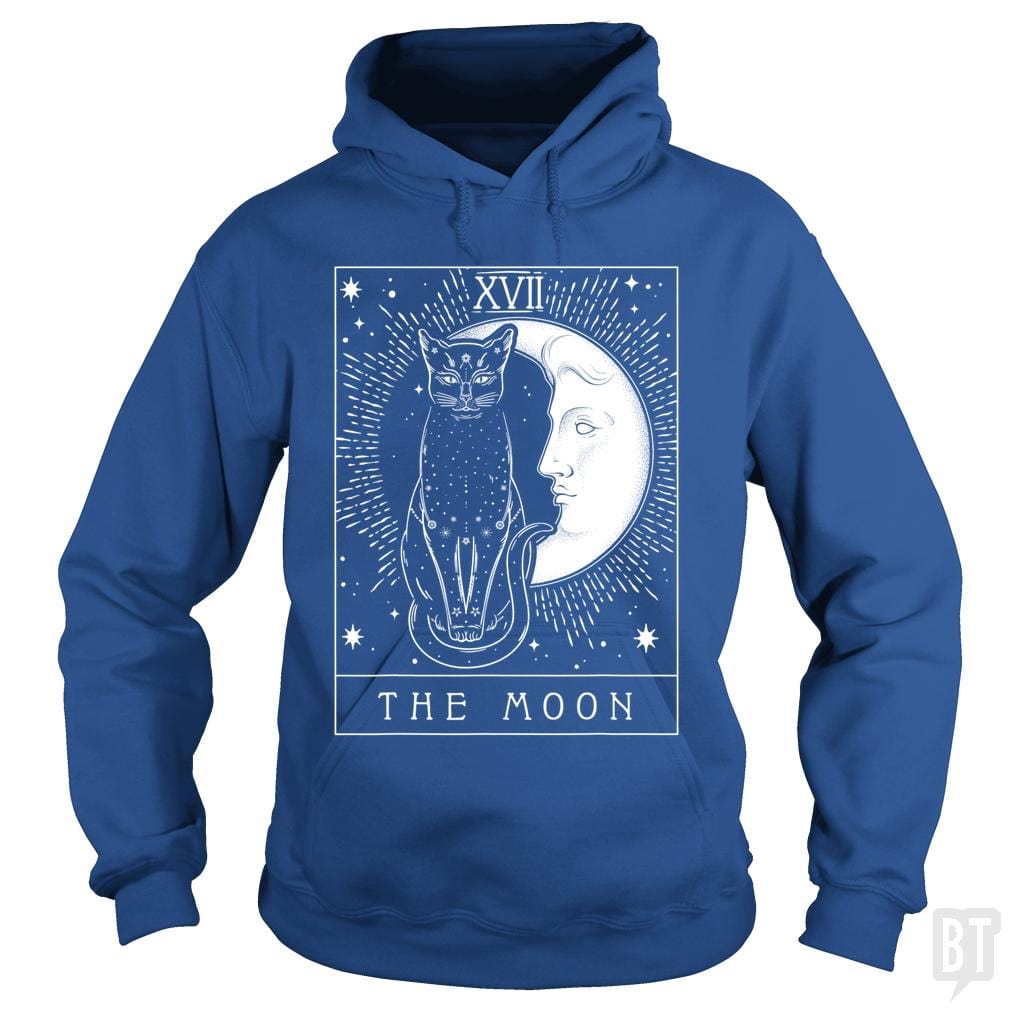 Tarot Card Crescent Moon And Cat Graphic Hoodie