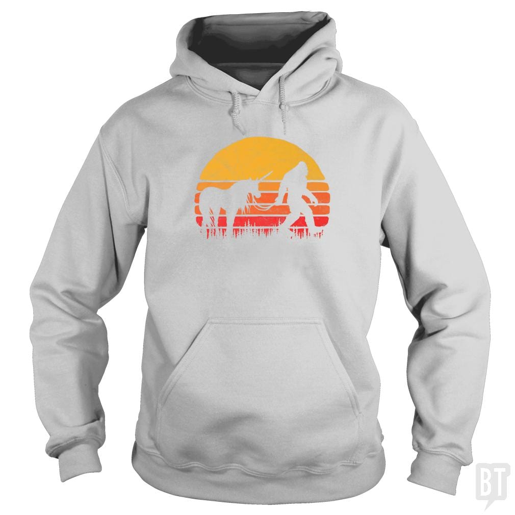 Funny Bigfoot Sasquatch and Unicorn Hoodie