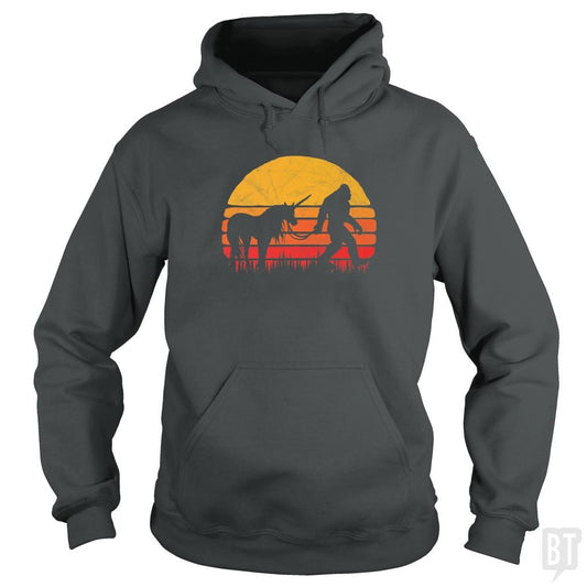 Funny Bigfoot Sasquatch and Unicorn Hoodie