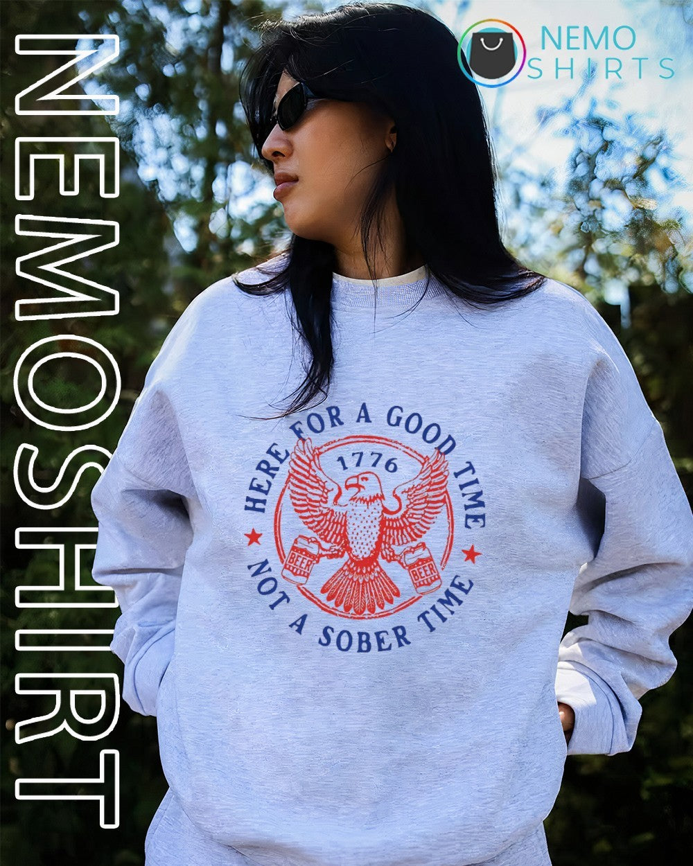 Here for a good time not a sober time 1776 eagle beer shirt
