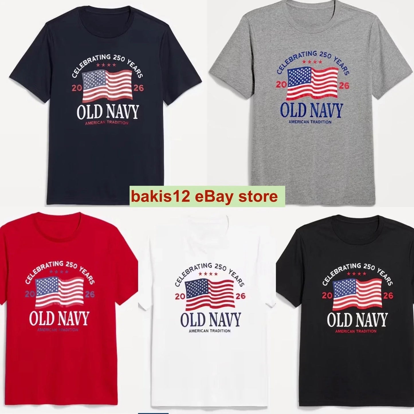 Old Navy Us Flag 2026 Red Navy Etc 250th Anniversary Sizes 4xl Tee (1)