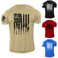 New Men's USA Distressed Gun Flag Bullets T Shirt American Patriotic 100% Cotton