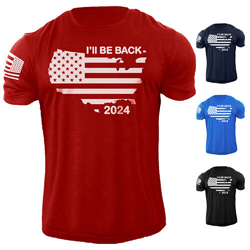 Trump 2024 I Will Be Back T Shirt USA Flag Election America