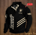 Personalized Army Black Stand Collar Sweatshirt, Basketball Fan Gift