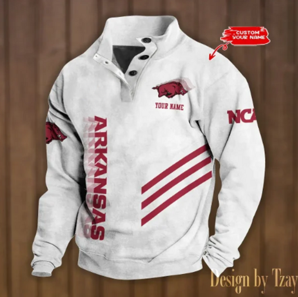 Personalized Razorbacks Stand Collar Sweatshirt, Basketball Fan Gift
