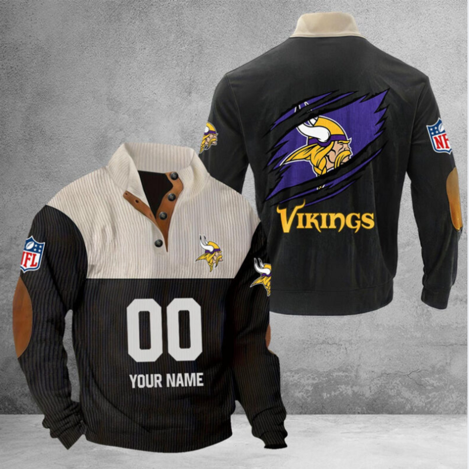 Customize Name And Number Minnesota Football Corduroy Stand Collar Sweatshirts