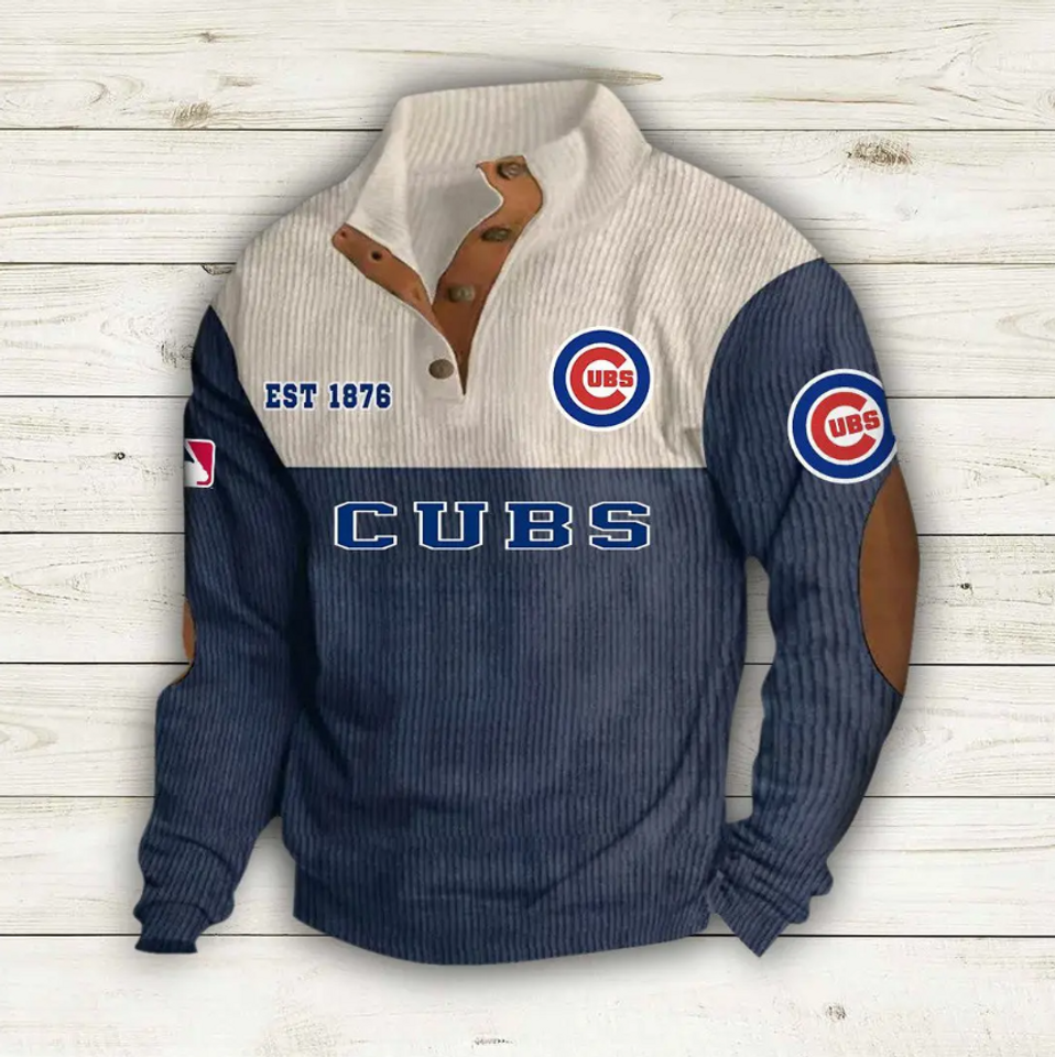 Chicago Cubs Baseball Corduroy Stand Collar Sweatshirts