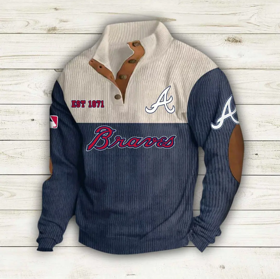 Atlanta Baseball Corduroy Stand Collar Sweatshirts