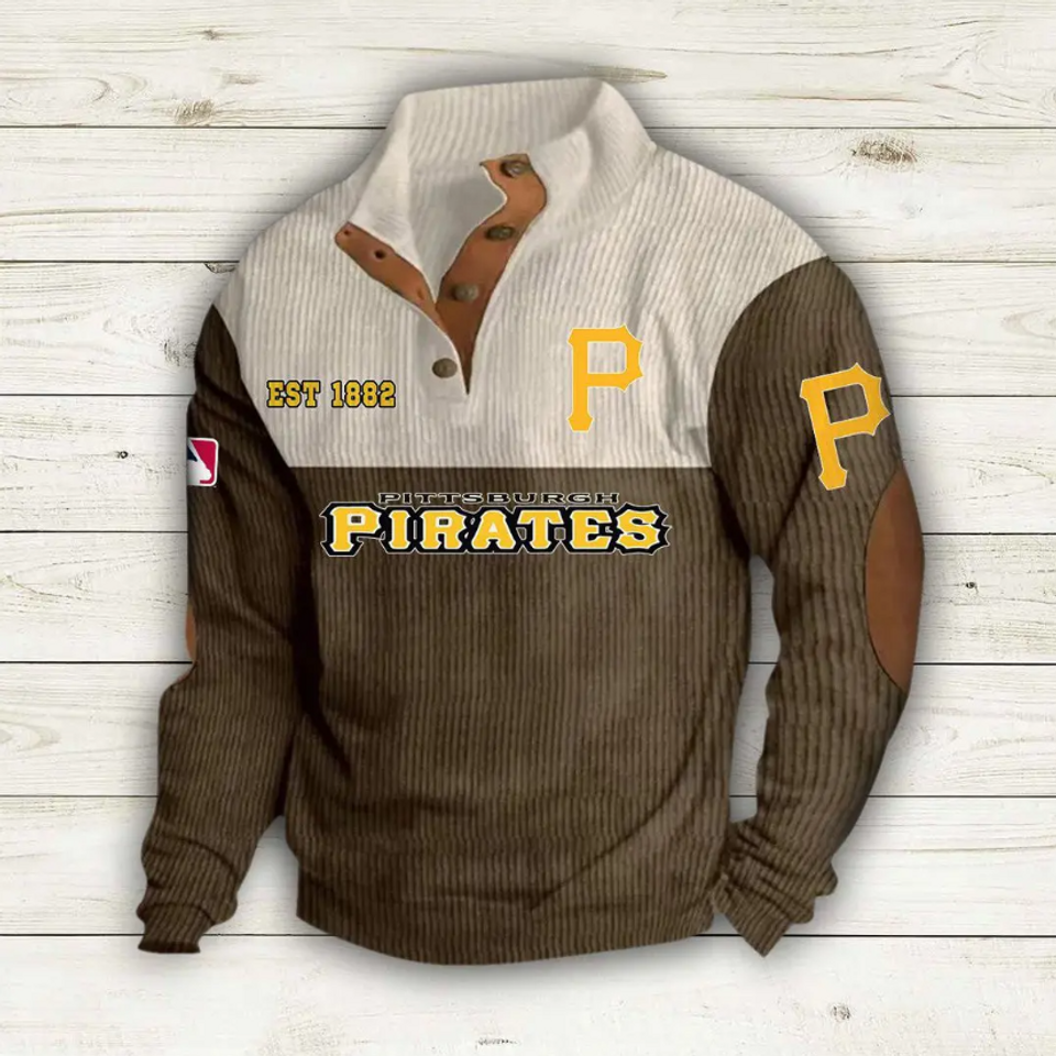 Pittsburgh Pirates Baseball Corduroy Stand Collar Sweatshirts