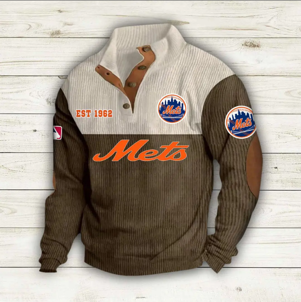 NY Mets  Baseball Corduroy Stand Collar Sweatshirts