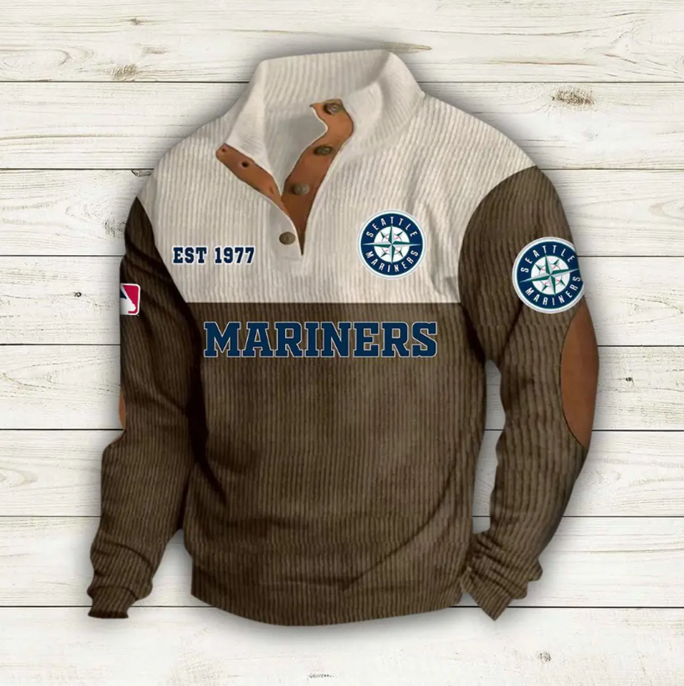 Seattle Mariners Baseball Corduroy Stand Collar Sweatshirts