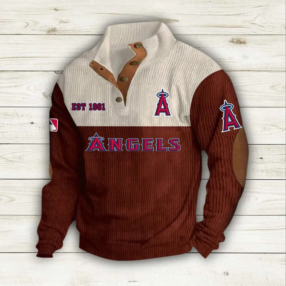LA Angels Baseball Corduroy Stand Collar Sweatshirts