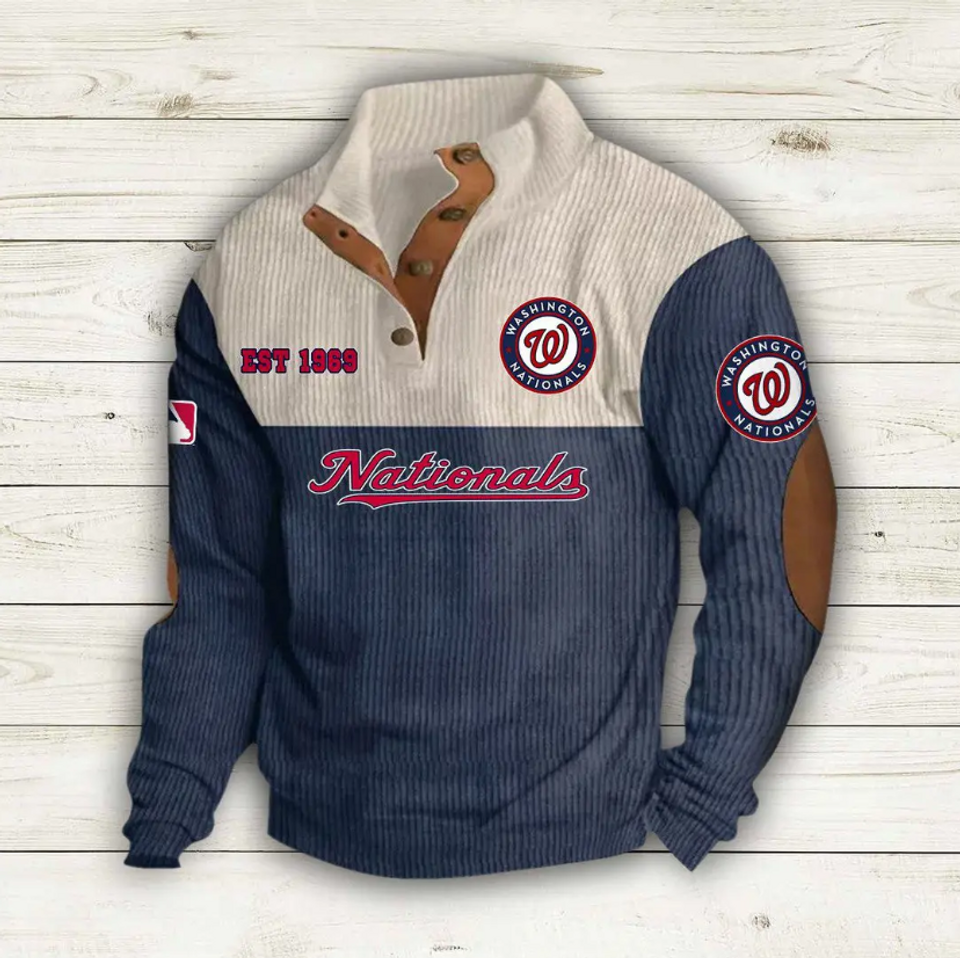Washington Baseball Corduroy Stand Collar Sweatshirts