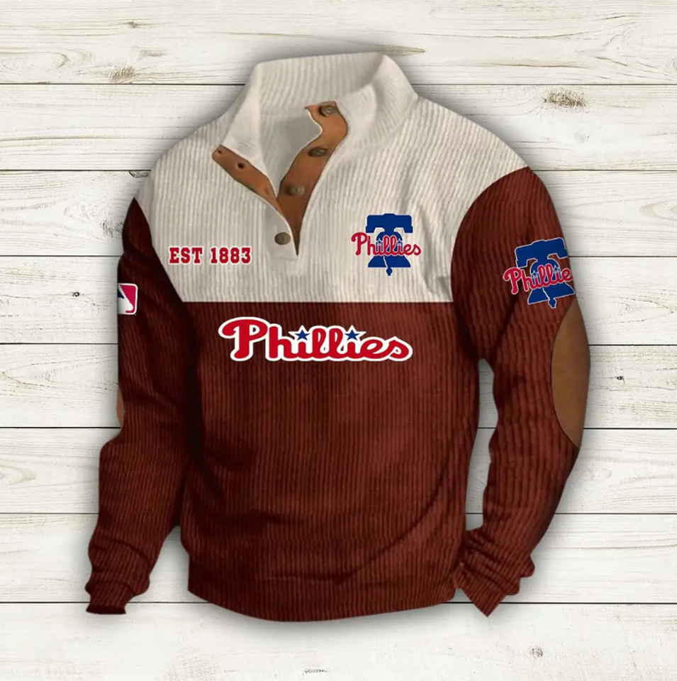 Philadelphia Baseball Corduroy Stand Collar Sweatshirts