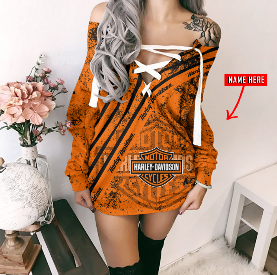 Custom Name HD Long Lace-Up Sweatshirt 06